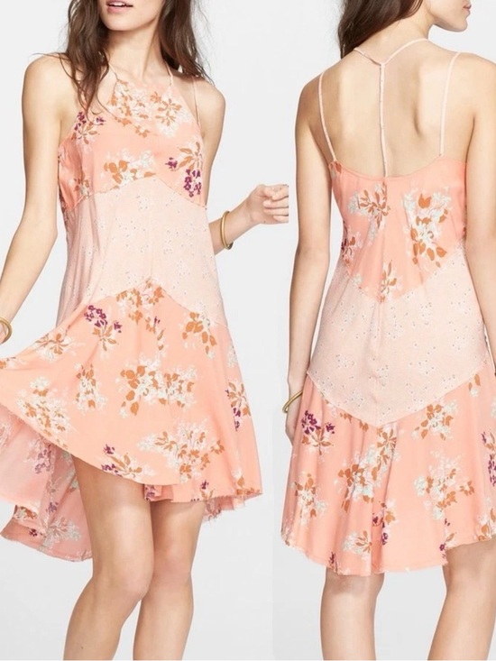 Free People Dresses & Skirts - Free People Intimately Floral Tiered Spaghetti-Strap Midi Dress in Peach